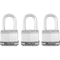 Master Lock Magnum M5XTRILF Keyed Padlock, 2 in W Body, 1-1/2 in H Shackle, Stainless Steel