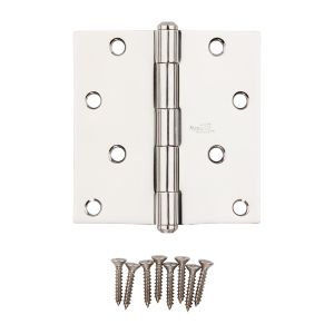 National Hardware N225-938 Square Corner Door Hinge, 55 lb Weight Capacity, Stainless Steel