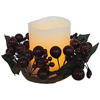 CANDLE VOTIVE LED W/WREATH 2PK