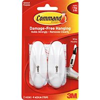HOOK WIRE ADHESIVE MED WHITE
