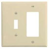 Eaton Wiring Devices 2153V-BOX Combination, Standard Wallplate, 2-Gang, Thermoset, Ivory