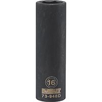 DeWALT DWMT73948OSP Impact Socket, 1/2 in Drive, 16 mm Socket, 6-Point, Black Oxide