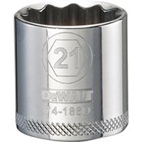 DeWALT DWMT74186OSP Hand Socket, Metric Measuring, 3/8 in Drive, 12-Point, 21 mm Socket, Vanadium Steel