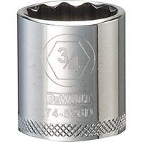 DeWALT DWMT74526OSP Hand Socket, SAE Measuring, 3/8 in Drive, 12-Point, 3/4 in Socket, Vanadium Steel