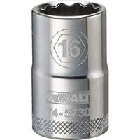 DeWALT DWMT74573OSP Drive Socket, Metric Measuring, 1/2 in Drive, 12-Point, 16 mm Socket, Vanadium Steel