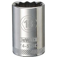 DeWALT DWMT74575OSP Metric Drive Socket, 1/2 in Drive, 12-Point, 18 mm Socket, Steel