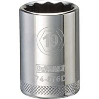 DeWALT DWMT74576OSP Metric Drive Socket, 1/2 in Drive, 12-Point, 19 mm Socket, Steel