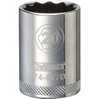 DeWALT DWMT74577OSP Drive Socket, Metric Measuring, 1/2 in Drive, 12-Point, 20 mm Socket, Vanadium Steel