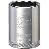 DeWALT DWMT74579OSP Metric Drive Socket, 1/2 in Drive, 12-Point, 22 mm Socket, Steel