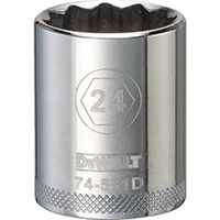 DeWALT DWMT74581OSP Metric Drive Socket, 1/2 in Drive, 12-Point, 24 mm Socket, Steel