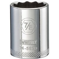 DeWALT DWMT74592OSP Fractional Drive Socket, 1/2 in Drive, 12-Point, 7/8 in Socket, Steel