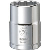 DeWALT DWMT74602OSP Drive Socket, SAE Measuring, 3/4 in Drive, 12-Point, 15/16 in Socket, Vanadium Steel