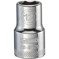 DeWALT DWMT86512OSP Drive Socket, Metric Measuring, 1/2 in Drive, 6-Point, 12 mm Socket, Vanadium Steel
