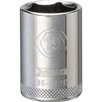 DeWALT DWMT86519OSP Drive Socket, Metric Measuring, 1/2 in Drive, 6-Point, 19 mm Socket, Vanadium Steel