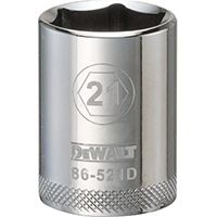 DeWALT DWMT86521OSP Drive Socket, Metric Measuring, 1/2 in Drive, 6-Point, 21 mm Socket, Vanadium Steel