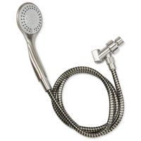 Plumb Pak K744BN Round Handheld Shower, 1.8 gpm, 3.8 in Dia Face, 60 in Hose, 5 Spray Functions, Metal/Plastic