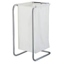 HomeBasix Laundry Sorter With Bag, Resin, Chrome, White, 28-1/2 X 14-1/2 X 16-1/2 In