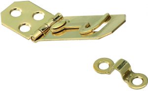 National Hardware V1828 Series N211-912 Hasp with Hook, 2-3/4 in L, Brass