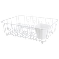 DISH DRAINER WHITE W/BSKT