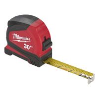 Milwaukee 48-22-6630 Tape Measure, 30 ft L x 1.65 in W Blade, Steel Blade, Black/Red