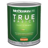 McCloskey 14582 Exterior House Paint, Tint Base, Semi-Gloss, 1 qt