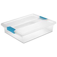 Sterilite 19638606 Clip Box, 5.5 qt Capacity, Plastic, Blue Aquarium/Clear