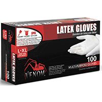 VENOM STEEL VEN4125 Non-Sterile Disposable Gloves, L/XL, 9 in L, Clear, Latex