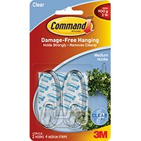 Command 17091CLR Adhesive Hook, 2 lb Weight Capacity, Plastic