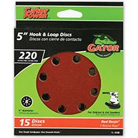 Gator 4140 Random Orbit Sanding Disc, 220-Grit, Extra Fine Grade, Aluminum Oxide, 5 in Dia