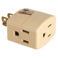 Eaton Wiring Devices 1482V-BOX Cube, Grounded Outlet Tap, 15 A, 2-Pole, 3-Outlet, Ivory