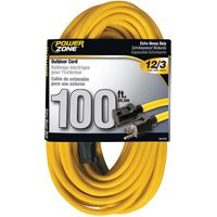 CORD EXT OUTDR 12/3X100FT YEL