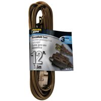 CORD EXT INDR 16/2SPTX12FT BRN