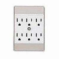 Eaton Wiring Devices C1146W Grounded Outlet Adapter, 15 A, 2-Pole, 6-Outlet, White