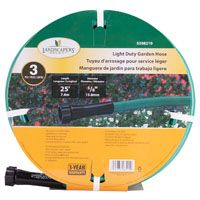 Landscapers Select Light Duty Garden Hose, 5/8 In Od X 25 Ft L, Pvc Outer Jacket, Brass Coupling