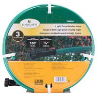 Landscapers Select Light Duty Garden Hose, 5/8 In Od X 100 Ft L, Pvc Outer Jacket, Brass Coupling