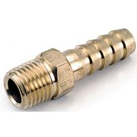 Anderson Metals 129 Series 757001-0604 Hose Adapter, 3/8 in Barb, 1/4 in MPT, Brass