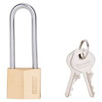 ProSource Padlock, 1-1/4 In, 4 Pins, Long Hardened Steel Shackle, Solid Brass
