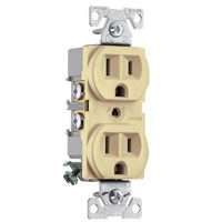 Eaton Wiring Devices BR15V Duplex Receptacle, 15 A, 2-Pole, 5-15R, Ivory