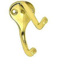 COAT/HAT HOOK 3IN ZINC BRT BRS