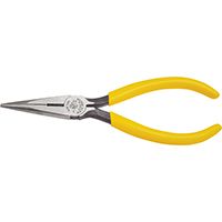 Klein D203-6 Nose Plier, Steel Jaw, 6-5/8 in OAL, Yellow Handle