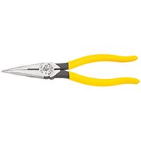 Klein D203-8 Nose Plier, Steel Jaw, 8-7/16 in OAL, Yellow Handle