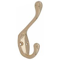 COAT/HAT HOOK 3IN ZINC BRT BRS