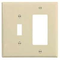 Eaton Wiring Devices 2153V-BOX Combination, Standard Wallplate, 2-Gang, Thermoset, Ivory