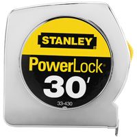 STANLEY 33-430 Measuring Tape, 30 ft L x 1 in W Blade, Steel Blade, Chrome