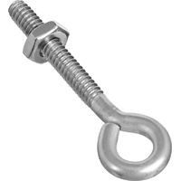 National Hardware N221-564 Eye Bolt, #10-24 Thread, 1-1/4 in L Thread, 0.28 in ID Dia Eye, Stainless Steel