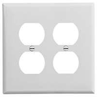 Eaton Wiring Devices PJ82W Mid-Size Duplex and Single Receptacle Wallplate, 2-Gang, Polycarbonate, White