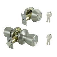 ProSource Combo Deadbolt And Knob Set, 2-3/8 - 2-3/4 In Backset, Kw1 Keyed, Solid Brass, Stainless Steel