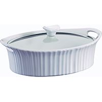 CorningWare 1105935 Casserole Dish with Lid, 2.5 qt Capacity, Stoneware, French White