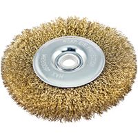 Vulcan Fine Grade Wire Wheel Brush With Hole, 4 In Dia, 1/2 In Arbor, Carbon Steel Wire, 1/4 In Dia