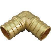 Apollo APXE3410PK Crimp Elbow, 3/4 in, PEX, 200 psi, 90 deg, Brass, 200 deg F